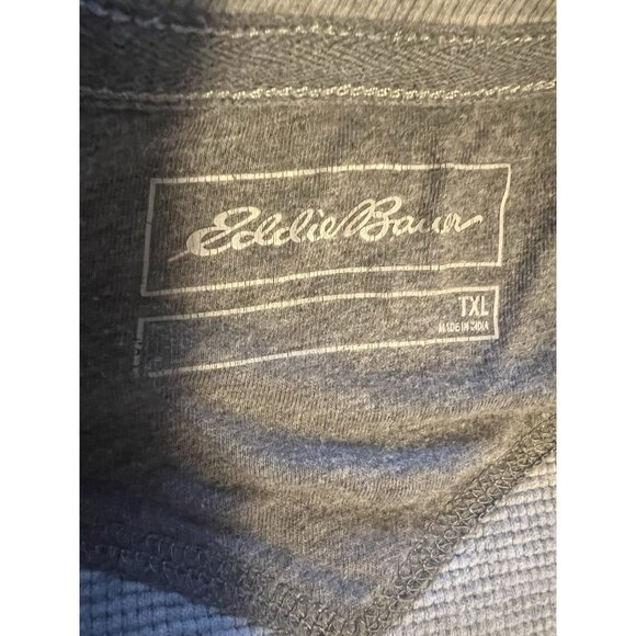 Eddie Bauer Waffle Knit Henley Mens Size T XL Outdoor Sports Casual Grey - Picture 4 of 4